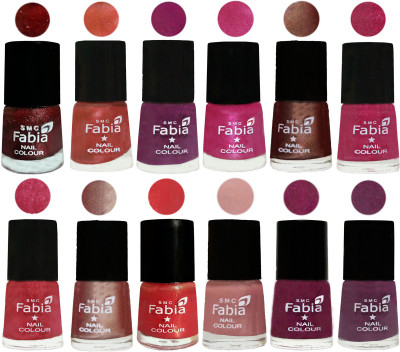 

Fabia Nail Polish Pack of 12(6 Ml Each) Professional Serious Nail Polish Brick Red-Dark Peach-Shock Pink-Pink-Light Coffee-Magenta-Shock Pink Light-Light Nude-Red Orange-Shrimp Pastell-Cherry Blossom-Brinjal Purple(Pack of 12)