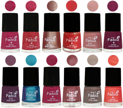 

Fabia Nail Polish Pack of 12(6 Ml Each) Professional Serious Nail Polish Magenta-Shock Pink Light-Light Nude-Red Orange-Shrimp Pastell-Cherry Blossom-Light Jam-Denim-Hot Magenta-Lip-Light Beige-Peach(Pack of 12)