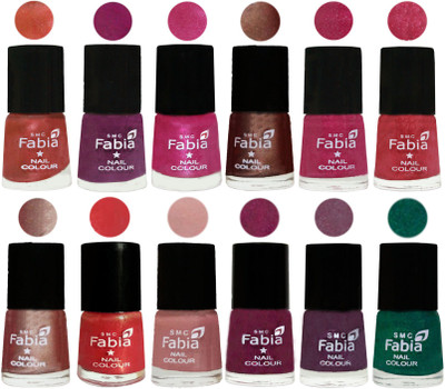 

Fabia Nail Polish Pack of 12(6 Ml Each) Professional Serious Nail Polish Dark Peach-Shock Pink-Pink-Light Coffee-Magenta-Shock Pink Light-Light Nude-Red Orange-Shrimp Pastell-Cherry Blossom-Light Jam-Green(Pack of 12)
