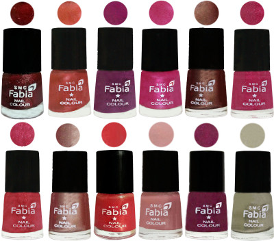

Fabia Nail Polish Pack of 12(6 Ml Each) Professional Serious Nail Polish Brick Red-Dark Peach-Shock Pink-Pink-Light Coffee-Magenta-Shock Pink Light-Light Nude-Red Orange-Shrimp Pastell-Cherry Blossom-Oyster(Pack of 12)