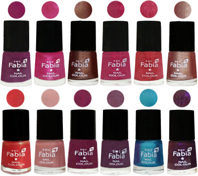 

Fabia Nail Polish Pack of 12(6 Ml Each) Professional Serious Nail Polish Shock Pink-Pink-Light Coffee-Magenta-Shock Pink Light-Light Nude-Red Orange-Shrimp Pastell-Cherry Blossom-Light Jam-Denim-Dark Purple(Pack of 12)