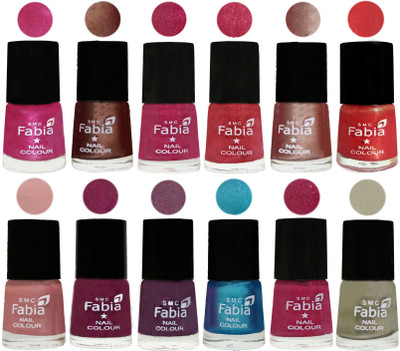 

Fabia Nail Polish Pack of 12(6 Ml Each) Professional Serious Nail Polish Pink-Light Coffee-Magenta-Shock Pink Light-Light Nude-Red Orange-Shrimp Pastell-Cherry Blossom-Light Jam-Denim-Hot Magenta-Oyster(Pack of 12)
