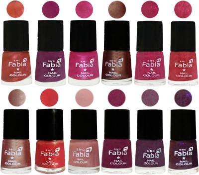 

Fabia Nail Polish Pack of 12(6 Ml Each) Professional Serious Nail Polish Dark Peach-Shock Pink-Pink-Light Coffee-Magenta-Shock Pink Light-Light Nude-Red Orange-Shrimp Pastell-Cherry Blossom-Light Jam-Dark Purple(Pack of 12)