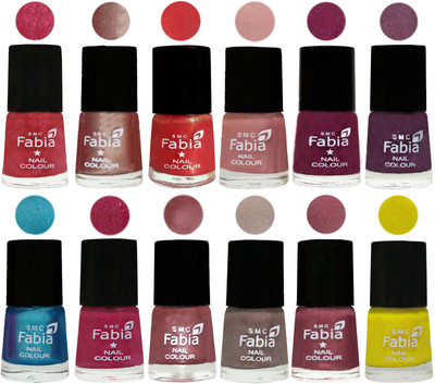 

Fabia Nail Polish Pack of 12(6 Ml Each) Professional Serious Nail Polish Shock Pink Light-Light Nude-Red Orange-Shrimp Pastell-Cherry Blossom-Light Jam-Denim-Hot Magenta-Lip-Light Beige-Dusty Pink-Yellow(Pack of 12)