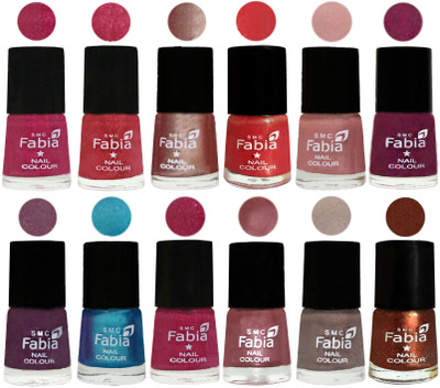 

Fabia Nail Polish Pack of 12(6 Ml Each) Professional Serious Nail Polish Magenta-Shock Pink Light-Light Nude-Red Orange-Shrimp Pastell-Cherry Blossom-Light Jam-Denim-Hot Magenta-Lip-Light Beige-Light Jerry Coffee(Pack of 12)