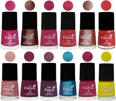 

Fabia Nail Polish Pack of 12(6 Ml Each) Professional Serious Nail Polish Pink-Light Coffee-Magenta-Shock Pink Light-Light Nude-Red Orange-Shrimp Pastell-Cherry Blossom-Light Jam-Denim-Hot Magenta-Yellow(Pack of 12)