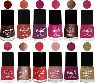 

Fabia Nail Polish Pack of 12(6 Ml Each) Professional Serious Nail Polish Brick Red-Dark Peach-Shock Pink-Pink-Light Coffee-Magenta-Shock Pink Light-Light Nude-Red Orange-Shrimp Pastell-Cherry Blossom-Light Golden(Pack of 12)