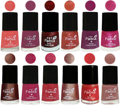 

Fabia Nail Polish Pack of 12(6 Ml Each) Professional Serious Nail Polish Light Peach-Dark Cherry Blossom-Brick Red-Dark Peach-Shock Pink-Pink-Light Coffee-Magenta-Shock Pink Light-Light Nude-Red Orange-Nude(Pack of 12)