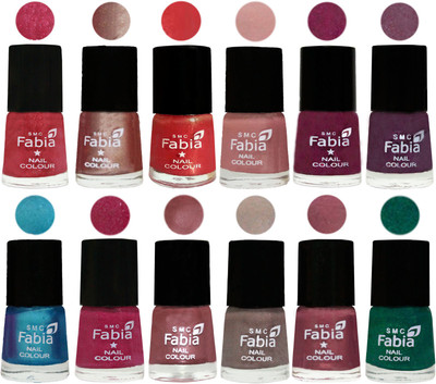 

Fabia Nail Polish Pack of 12(6 Ml Each) Professional Serious Nail Polish Shock Pink Light-Light Nude-Red Orange-Shrimp Pastell-Cherry Blossom-Light Jam-Denim-Hot Magenta-Lip-Light Beige-Dusty Pink-Green(Pack of 12)