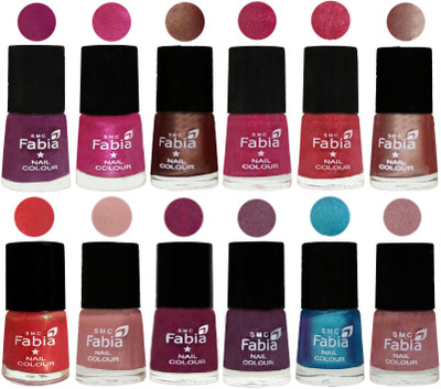 

Fabia Nail Polish Pack of 12(6 Ml Each) Professional Serious Nail Polish Shock Pink-Pink-Light Coffee-Magenta-Shock Pink Light-Light Nude-Red Orange-Shrimp Pastell-Cherry Blossom-Light Jam-Denim-Light pink(Pack of 12)