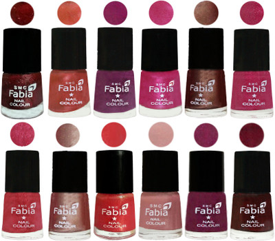 

Fabia Nail Polish Pack of 12(6 Ml Each) Professional Serious Nail Polish Brick Red-Dark Peach-Shock Pink-Pink-Light Coffee-Magenta-Shock Pink Light-Light Nude-Red Orange-Shrimp Pastell-Cherry Blossom-Royal Red(Pack of 12)