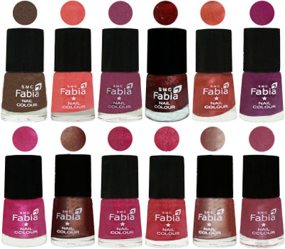 

Fabia Nail Polish Pack of 12(6 Ml Each) Professional Serious Nail Polish Everglade-Light Peach-Dark Cherry Blossom-Brick Red-Dark Peach-Shock Pink-Pink-Light Coffee-Magenta-Shock Pink Light-Light Nude-Pink Maroonish(Pack of 12)