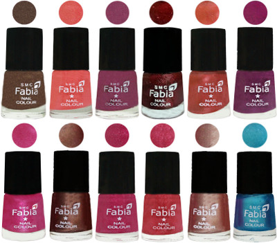 

Fabia Nail Polish Pack of 12(6 Ml Each) Professional Serious Nail Polish Everglade-Light Peach-Dark Cherry Blossom-Brick Red-Dark Peach-Shock Pink-Pink-Light Coffee-Magenta-Shock Pink Light-Light Nude-Denim(Pack of 12)