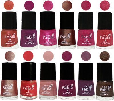 

Fabia Nail Polish Pack of 12(6 Ml Each) Professional Serious Nail Polish Dark Peach-Shock Pink-Pink-Light Coffee-Magenta-Shock Pink Light-Light Nude-Red Orange-Shrimp Pastell-Cherry Blossom-Light Jam-Dark Brown(Pack of 12)