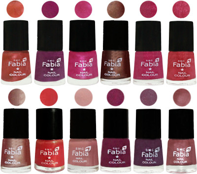 

Fabia Nail Polish Pack of 12(6 Ml Each) Professional Serious Nail Polish Dark Peach-Shock Pink-Pink-Light Coffee-Magenta-Shock Pink Light-Light Nude-Red Orange-Shrimp Pastell-Cherry Blossom-Light Jam-Lip(Pack of 12)