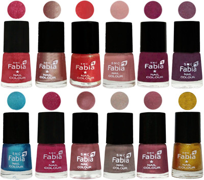 

Fabia Nail Polish Pack of 12(6 Ml Each) Professional Serious Nail Polish Shock Pink Light-Light Nude-Red Orange-Shrimp Pastell-Cherry Blossom-Light Jam-Denim-Hot Magenta-Lip-Light Beige-Dusty Pink-Jerry Golden(Pack of 12)