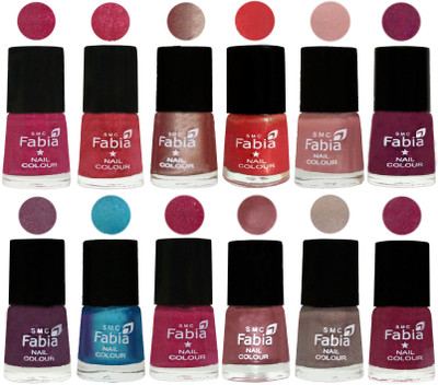 

Fabia Nail Polish Pack of 12(6 Ml Each) Professional Serious Nail Polish Magenta-Shock Pink Light-Light Nude-Red Orange-Shrimp Pastell-Cherry Blossom-Light Jam-Denim-Hot Magenta-Lip-Light Beige-Rose Pink(Pack of 12)