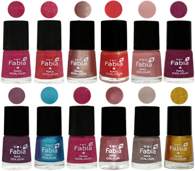 

Fabia Nail Polish Pack of 12(6 Ml Each) Professional Serious Nail Polish Magenta-Shock Pink Light-Light Nude-Red Orange-Shrimp Pastell-Cherry Blossom-Light Jam-Denim-Hot Magenta-Lip-Light Beige-Jerry Golden(Pack of 12)