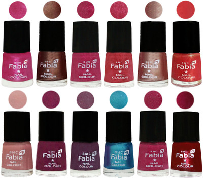 

Fabia Nail Polish Pack of 12(6 Ml Each) Professional Serious Nail Polish Pink-Light Coffee-Magenta-Shock Pink Light-Light Nude-Red Orange-Shrimp Pastell-Cherry Blossom-Light Jam-Denim-Hot Magenta-Dark Magenta(Pack of 12)