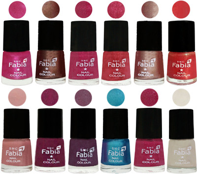 

Fabia Nail Polish Pack of 12(6 Ml Each) Professional Serious Nail Polish Pink-Light Coffee-Magenta-Shock Pink Light-Light Nude-Red Orange-Shrimp Pastell-Cherry Blossom-Light Jam-Denim-Hot Magenta-Light Cream(Pack of 12)