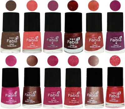 

Fabia Nail Polish Pack of 12(6 Ml Each) Professional Serious Nail Polish Everglade-Light Peach-Dark Cherry Blossom-Brick Red-Dark Peach-Shock Pink-Pink-Light Coffee-Magenta-Shock Pink Light-Light Nude-Jerry Pink(Pack of 12)