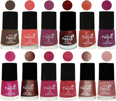 

Fabia Nail Polish Pack of 12(6 Ml Each) Professional Serious Nail Polish Everglade-Light Peach-Dark Cherry Blossom-Brick Red-Dark Peach-Shock Pink-Pink-Light Coffee-Magenta-Shock Pink Light-Light Nude-Shrimp Pastell(Pack of 12)