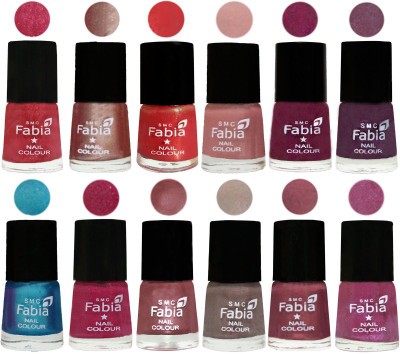 

Fabia Nail Polish Pack of 12(6 Ml Each) Professional Serious Nail Polish Shock Pink Light-Light Nude-Red Orange-Shrimp Pastell-Cherry Blossom-Light Jam-Denim-Hot Magenta-Lip-Light Beige-Dusty Pink-Rani(Pack of 12)