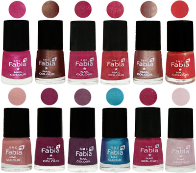 

Fabia Nail Polish Pack of 12(6 Ml Each) Professional Serious Nail Polish Pink-Light Coffee-Magenta-Shock Pink Light-Light Nude-Red Orange-Shrimp Pastell-Cherry Blossom-Light Jam-Denim-Hot Magenta-Lychee(Pack of 12)