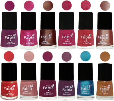 

Fabia Nail Polish Pack of 12(6 Ml Each) Professional Serious Nail Polish Shock Pink-Pink-Light Coffee-Magenta-Shock Pink Light-Light Nude-Red Orange-Shrimp Pastell-Cherry Blossom-Light Jam-Denim-Golden(Pack of 12)
