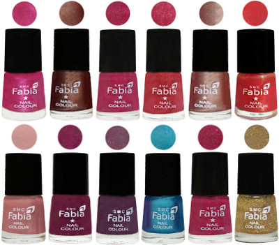 

Fabia Nail Polish Pack of 12(6 Ml Each) Professional Serious Nail Polish Pink-Light Coffee-Magenta-Shock Pink Light-Light Nude-Red Orange-Shrimp Pastell-Cherry Blossom-Light Jam-Denim-Hot Magenta-Light Golden(Pack of 12)