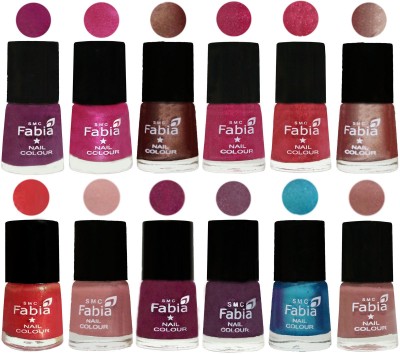 

Fabia Nail Polish Pack of 12(6 Ml Each) Professional Serious Nail Polish Shock Pink-Pink-Light Coffee-Magenta-Shock Pink Light-Light Nude-Red Orange-Shrimp Pastell-Cherry Blossom-Light Jam-Denim-Nude(Pack of 12)