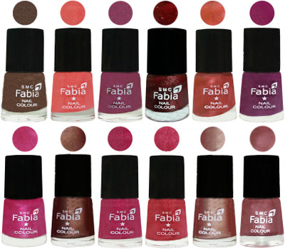 

Fabia Nail Polish Pack of 12(6 Ml Each) Professional Serious Nail Polish Everglade-Light Peach-Dark Cherry Blossom-Brick Red-Dark Peach-Shock Pink-Pink-Light Coffee-Magenta-Shock Pink Light-Light Nude-Lip(Pack of 12)