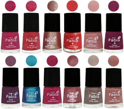 

Fabia Nail Polish Pack of 12(6 Ml Each) Professional Serious Nail Polish Magenta-Shock Pink Light-Light Nude-Red Orange-Shrimp Pastell-Cherry Blossom-Light Jam-Denim-Hot Magenta-Lip-Light Beige-Nude(Pack of 12)