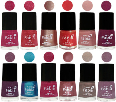 

Fabia Nail Polish Pack of 12(6 Ml Each) Professional Serious Nail Polish Magenta-Shock Pink Light-Light Nude-Red Orange-Shrimp Pastell-Cherry Blossom-Light Jam-Denim-Hot Magenta-Lip-Light Beige-Light Violet(Pack of 12)