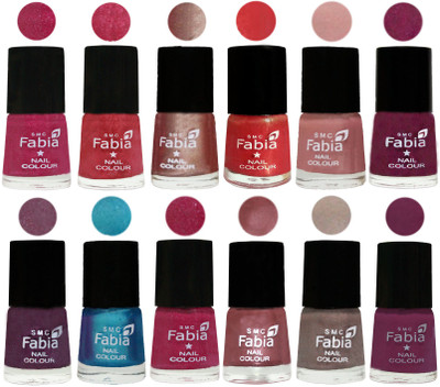 

Fabia Nail Polish Pack of 12(6 Ml Each) Professional Serious Nail Polish Magenta-Shock Pink Light-Light Nude-Red Orange-Shrimp Pastell-Cherry Blossom-Light Jam-Denim-Hot Magenta-Lip-Light Beige-Light purple(Pack of 12)