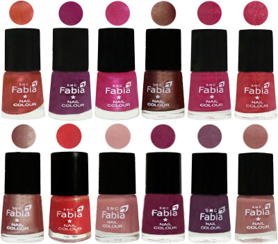 

Fabia Nail Polish Pack of 12(6 Ml Each) Professional Serious Nail Polish Dark Peach-Shock Pink-Pink-Light Coffee-Magenta-Shock Pink Light-Light Nude-Red Orange-Shrimp Pastell-Cherry Blossom-Light Jam-Nude(Pack of 12)