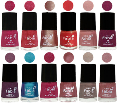 

Fabia Nail Polish Pack of 12(6 Ml Each) Professional Serious Nail Polish Magenta-Shock Pink Light-Light Nude-Red Orange-Shrimp Pastell-Cherry Blossom-Light Jam-Denim-Hot Magenta-Lip-Light Beige-Light pink(Pack of 12)