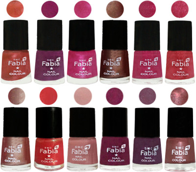 

Fabia Nail Polish Pack of 12(6 Ml Each) Professional Serious Nail Polish Dark Peach-Shock Pink-Pink-Light Coffee-Magenta-Shock Pink Light-Light Nude-Red Orange-Shrimp Pastell-Cherry Blossom-Light Jam-Dark Red Chrome(Pack of 12)