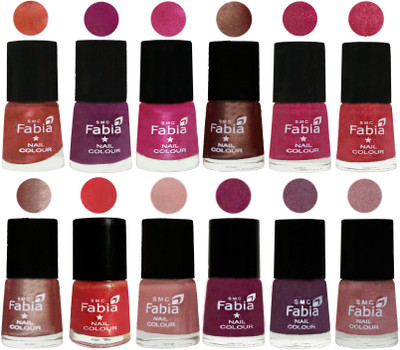 

Fabia Nail Polish Pack of 12(6 Ml Each) Professional Serious Nail Polish Dark Peach-Shock Pink-Pink-Light Coffee-Magenta-Shock Pink Light-Light Nude-Red Orange-Shrimp Pastell-Cherry Blossom-Light Jam-Light pink(Pack of 12)
