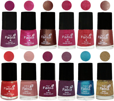 

Fabia Nail Polish Pack of 12(6 Ml Each) Professional Serious Nail Polish Shock Pink-Pink-Light Coffee-Magenta-Shock Pink Light-Light Nude-Red Orange-Shrimp Pastell-Cherry Blossom-Light Jam-Denim-Light Golden(Pack of 12)
