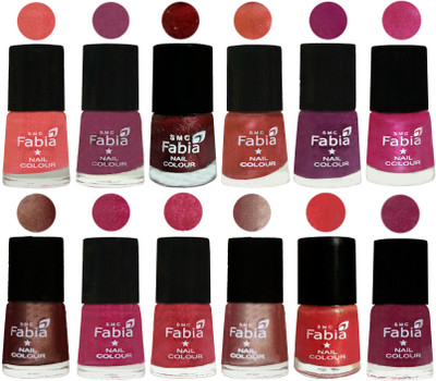 

Fabia Nail Polish Pack of 12(6 Ml Each) Professional Serious Nail Polish Light Peach-Dark Cherry Blossom-Brick Red-Dark Peach-Shock Pink-Pink-Light Coffee-Magenta-Shock Pink Light-Light Nude-Red Orange-Rose Pink(Pack of 12)