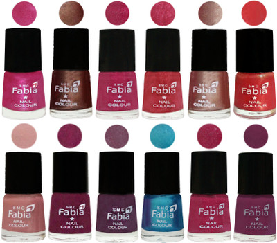 

Fabia Nail Polish Pack of 12(6 Ml Each) Professional Serious Nail Polish Pink-Light Coffee-Magenta-Shock Pink Light-Light Nude-Red Orange-Shrimp Pastell-Cherry Blossom-Light Jam-Denim-Hot Magenta-Light purple(Pack of 12)