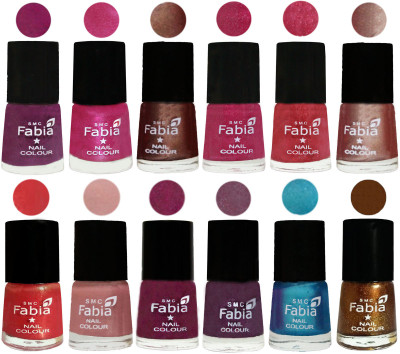 

Fabia Nail Polish Pack of 12(6 Ml Each) Professional Serious Nail Polish Shock Pink-Pink-Light Coffee-Magenta-Shock Pink Light-Light Nude-Red Orange-Shrimp Pastell-Cherry Blossom-Light Jam-Denim-Dark Golden(Pack of 12)