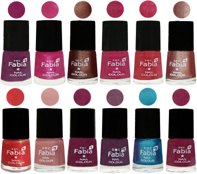 

Fabia Nail Polish Pack of 12(6 Ml Each) Professional Serious Nail Polish Shock Pink-Pink-Light Coffee-Magenta-Shock Pink Light-Light Nude-Red Orange-Shrimp Pastell-Cherry Blossom-Light Jam-Denim-Rose Pink(Pack of 12)