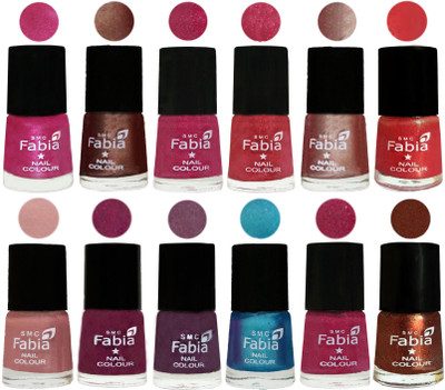 

Fabia Nail Polish Pack of 12(6 Ml Each) Professional Serious Nail Polish Pink-Light Coffee-Magenta-Shock Pink Light-Light Nude-Red Orange-Shrimp Pastell-Cherry Blossom-Light Jam-Denim-Hot Magenta-Light Jerry Coffee(Pack of 12)