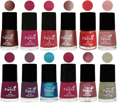 

Fabia Nail Polish Pack of 12(6 Ml Each) Professional Serious Nail Polish Light Coffee-Magenta-Shock Pink Light-Light Nude-Red Orange-Shrimp Pastell-Cherry Blossom-Light Jam-Denim-Hot Magenta-Lip-Oyster(Pack of 12)