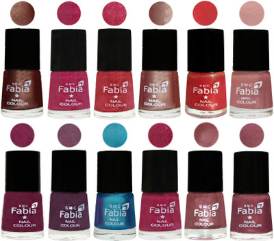 

Fabia Nail Polish Pack of 12(6 Ml Each) Professional Serious Nail Polish Light Coffee-Magenta-Shock Pink Light-Light Nude-Red Orange-Shrimp Pastell-Cherry Blossom-Light Jam-Denim-Hot Magenta-Lip-Dusty Pink(Pack of 12)