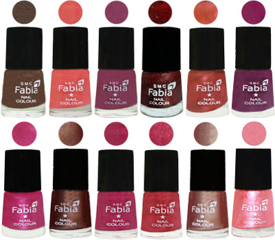 

Fabia Nail Polish Pack of 12(6 Ml Each) Professional Serious Nail Polish Everglade-Light Peach-Dark Cherry Blossom-Brick Red-Dark Peach-Shock Pink-Pink-Light Coffee-Magenta-Shock Pink Light-Light Nude-Jerry Peach(Pack of 12)