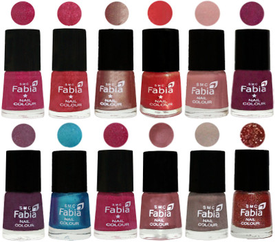 

Fabia Nail Polish Pack of 12(6 Ml Each) Professional Serious Nail Polish Magenta-Shock Pink Light-Light Nude-Red Orange-Shrimp Pastell-Cherry Blossom-Light Jam-Denim-Hot Magenta-Lip-Light Beige-Jerry Wine(Pack of 12)