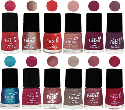 

Fabia Nail Polish Pack of 12(6 Ml Each) Professional Serious Nail Polish Shock Pink Light-Light Nude-Red Orange-Shrimp Pastell-Cherry Blossom-Light Jam-Denim-Hot Magenta-Lip-Light Beige-Dusty Pink-Cherry Pink(Pack of 12)
